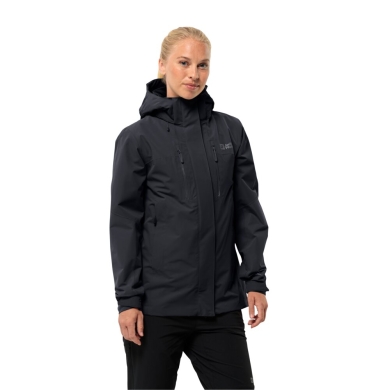 Jack Wolfskin Wanderjacke-/Regenjacke Jasper 2-Lagen (Wetterschutzjacke, wasserdicht, winddicht) schwarz Damen