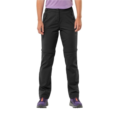 Jack Wolfskin Wanderhose Glastal Zip-Off Pant (winddicht, wasserabweisend) schwarz Damen