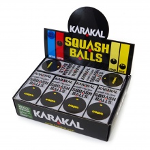 Karakal Squashball (1 gelber Punkt, langsam) schwarz - 2 Stück