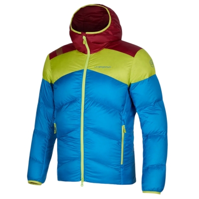 La Sportiva Daunen-Winterjacke Nature Down (Primaloft Isolierung) blau/lime/burgund Herren