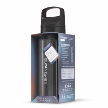 LifeStraw Trinkflasche Go Series mit Wasserfilter, Verschluss mit Silikonmundstück, BPA frei schwarz - 1 Liter