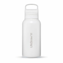LifeStraw Trinkflasche Go Series Stainless Steel mit Wasserfilter, Verschluss mit Silikonmundstück BPA frei weiss - 1 Liter