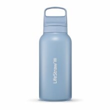 LifeStraw Trinkflasche Go Series Stainless Steel mit Wasserfilter, Verschluss mit Silikonmundstück, BPA frei hellblau - 1 Liter