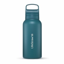 LifeStraw Trinkflasche Go Series Stainless Steel mit Wasserfilter, Verschluss mit Silikonmundstück BPA frei tealblau - 1 Liter