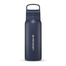 LifeStraw Trinkflasche Go Series Stainless Steel mit Wasserfilter, Verschluss mit Silikonmundstück BPA frei seablau - 700 ml