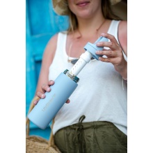 LifeStraw Trinkflasche Go Series Stainless Steel mit Wasserfilter, Verschluss mit Silikonmundstück, BPA frei hellblau - 530 ml