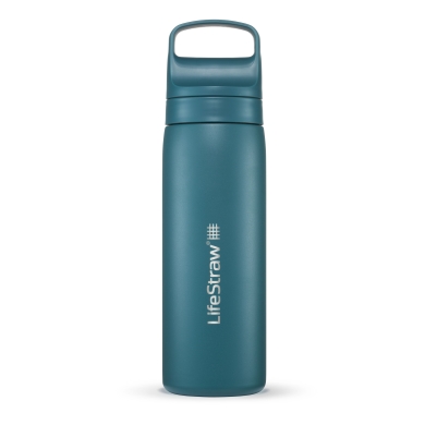 LifeStraw Trinkflasche Go Series Stainless Steel mit Wasserfilter, Verschluss mit Silikonmundstück, BPA frei tealblau - 530 ml