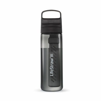 LifeStraw Trinkflasche Go Series mit Wasserfilter, Verschluss mit Silikonmundstück, BPA frei schwarz - 650 ml