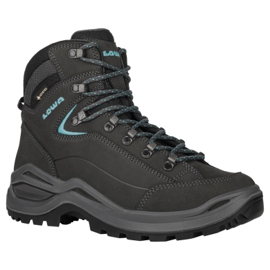 Lowa Wanderschuhe Renegade Evo Mid GTX (All-Terrain, Nubukleder, wasserdicht) asphaltgrau/türkis Damen