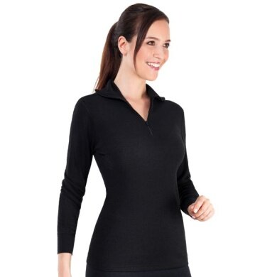 Medima Langarmshirt mit Half-Zip (20% Angora Sport) schwarz Damen (Gr. S-L)