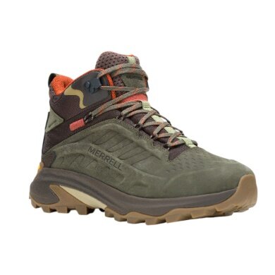 Merrell Wanderschuhe Moab Speed 2 Leather MID WP (Nubukleder, wasserdicht) olivegrün Herren