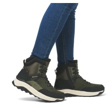 Rieker Winterstiefel W0072-54 (Schnürstiefel mit Innenfutter und seitlichen Reissverschluss) khakigrün/schwarz Damen