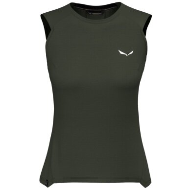 Salewa Tank-Top Puez Merino Hybrid (Merinowolle, ideale Thermoregulation) olivegrün Damen