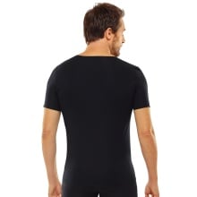 Schiesser T-Shirt Seamless V-Ausschnitt Laser Cut Kurzarm (Interlock, nahtlos) Unterwäsche schwarz Herren