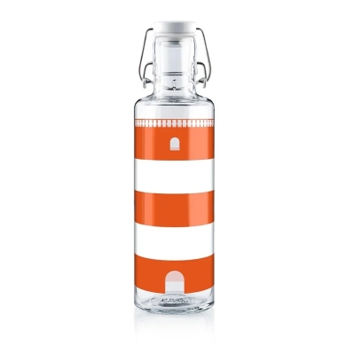 soulbottles Trinkflasche lighthouse Glas (Glasflasche, Keramikdeckel, Edelstahlbügel) 600ml rot/transparent