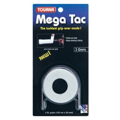 Tourna Overgrip Mega Tac (extreme Griffigkeit, haltbar, breit) weiss 3er