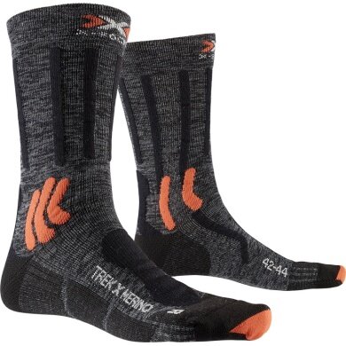 X-Socks Trekkingsocke Trek X Merino 4.0 dunkelgrau/orange - 1 Paar