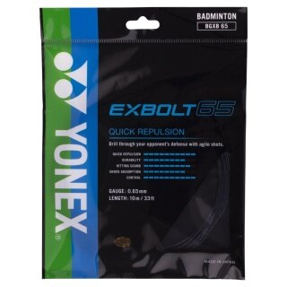 Yonex Badmintonsaite Exbolt 65 (Kontrolle) schwarz 10m Set