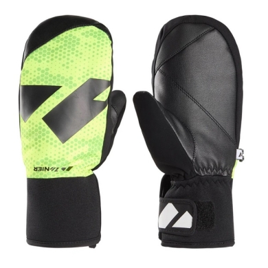 Zanier Winterhandschuhe Shredder.STX Mitten (optimalen Tragekomfort) schwarz/limegrün Kinder