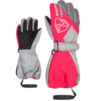 Ziener Winterhandschuhe Lauro AS® (Skihandschuhe, wasserdicht, winddicht) hellgrau/pink Kinder - 1 Paar