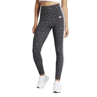 adidas Sport-Leggings Essentials 3-Streifen Animal Print Tight grau/schwarz Damen