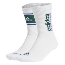 adidas Sportsocken Crew Cushioned Sportswear Logo Graphic (feuchtigkeitsabsorbierende) weiss/grün - 2 Paar