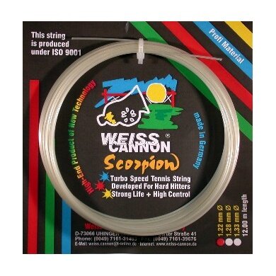 WeissCannon Tennissaite Scorpion (Haltbarkeit+Kontrolle) weiss 12m Set