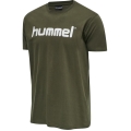 hummel Sport/Freizeit-Tshirt hmlGO Cotton Big Logo (Baumwolle) Kurzarm braungrün Herren