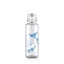 soulbottles Trinkflasche souldiver Glas (Glasflasche, Keramikdeckel, Edelstahlbügel) 1 Liter transparent