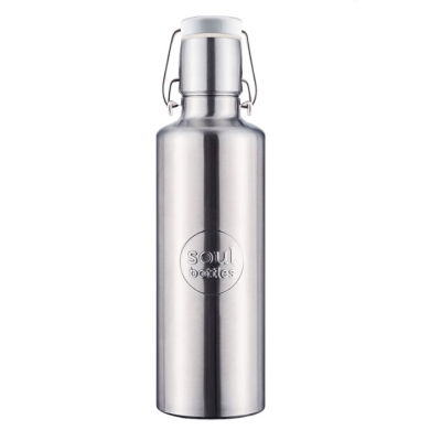 soulbottles Trinkflasche steel insulated Plain (Edelstahl, Edelstahlbügel, Keramikdeckel) 600ml grau