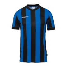 uhlsport Sport-Tshirt Retro Stripe (V-Ausschnit) Kurzarm schwarz/azurblau Herren