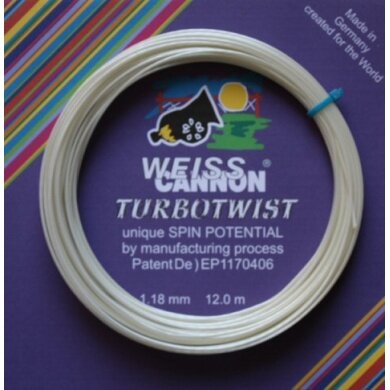 WeissCannon Tennissaite Turbo Twist (Spin+Touch) weiss 12m Set