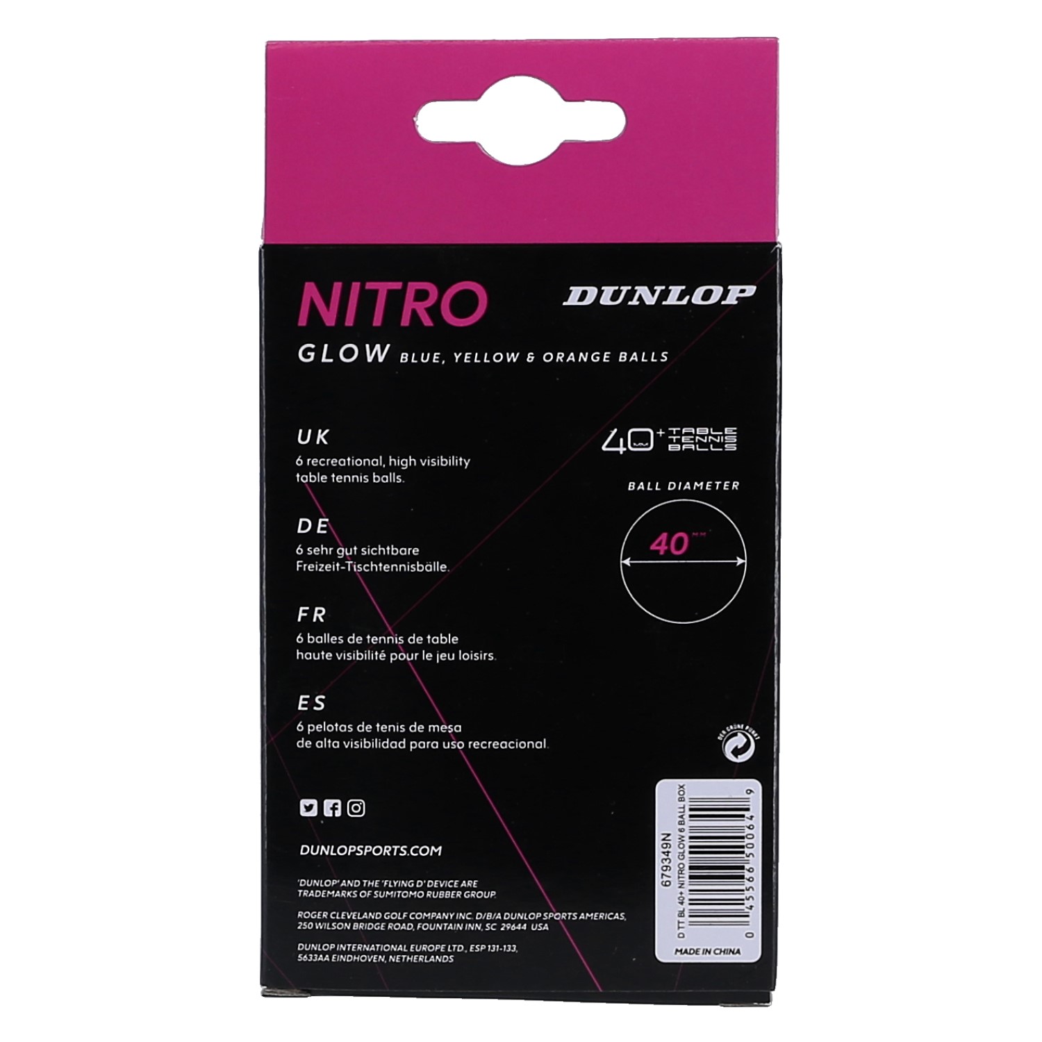 Balle De Tennis De Table - Dunlop - 40+ Nitro Glow 6 Ball Blister à Prix  Carrefour