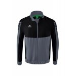 Erima Präsentationsjacke Six Wings (100% Polyester, Stehkragen, ohne Innenfutter) grau/schwarz Jungen