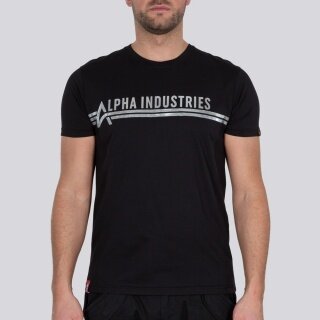 Alpha Industries Tshirt T Foil Print (Baumwolle) schwarz/silber Herren