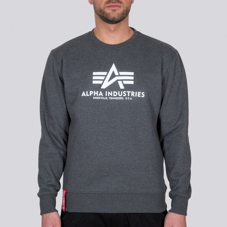 Alpha Industries Pullover (Baumwolle) grau Sweater meliert/weiss online Basic Herren bestellen