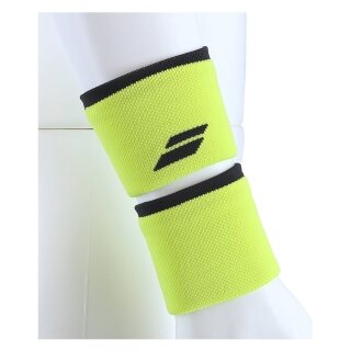 Babolat Schweissband Logo Handgelenk lime/schwarz - 2 Stück