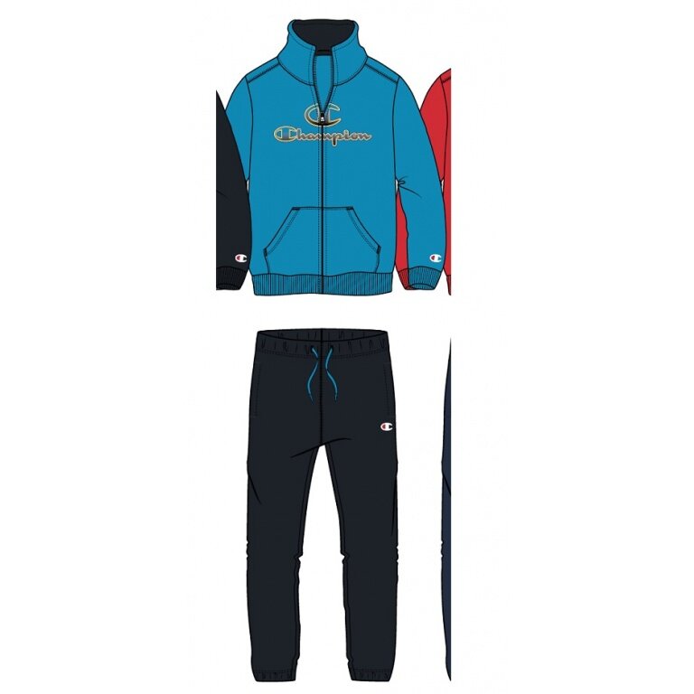 Champion Trainingsanzug (Jacke&Hose online bestellen Logo Baumwolle) aus Jungen hellblau/navy