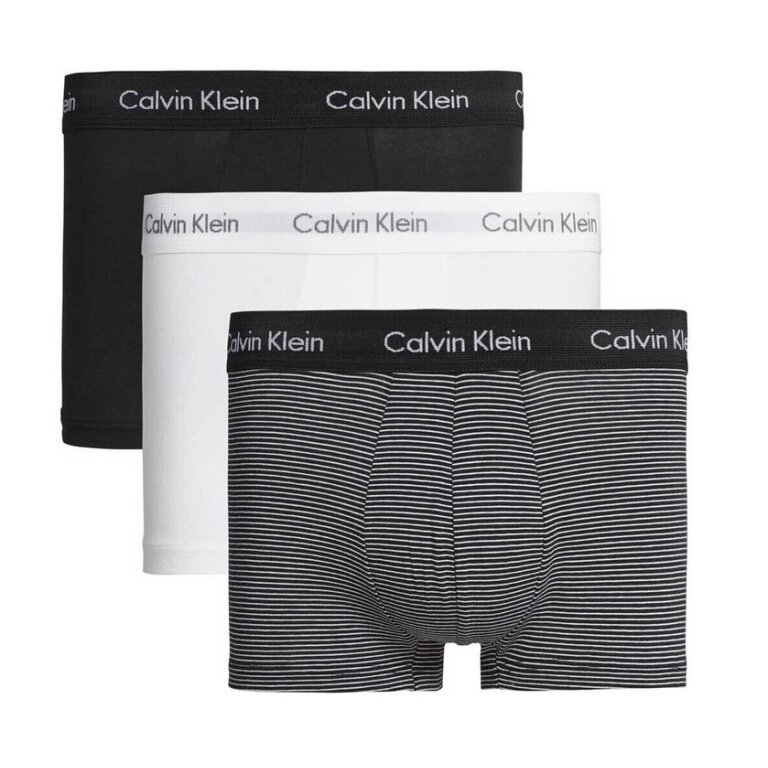 Calvin Klein Unterwäsche Boxershorts Low Rise Trunk (Baumwolle) mehrfarbig Stripes weiss/schwarz Herren - 3 Stück