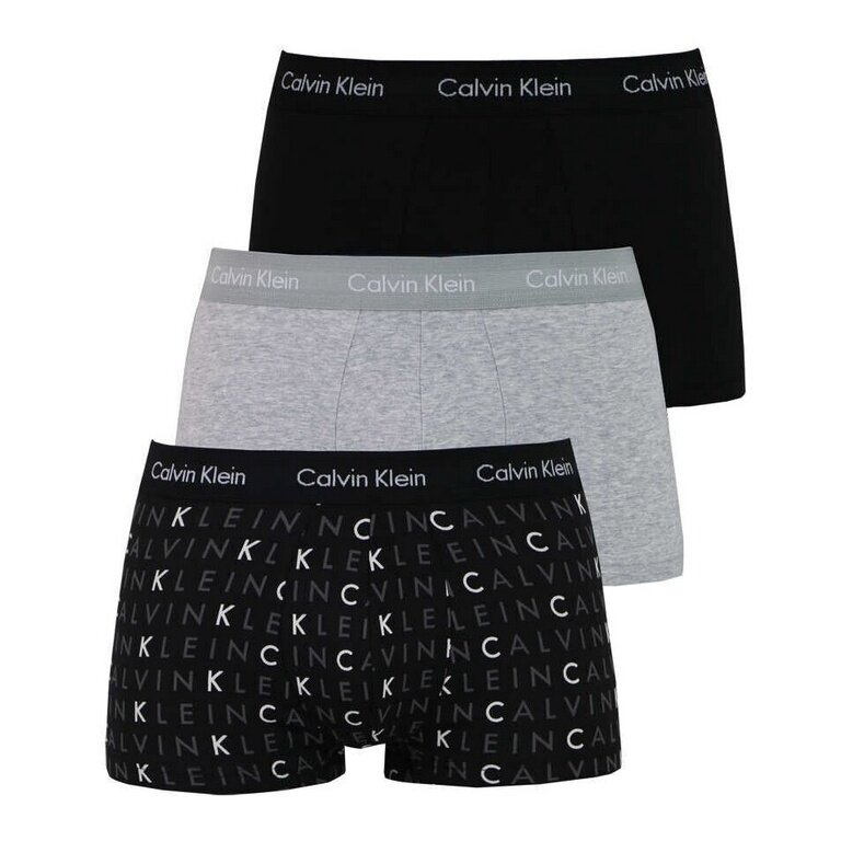 Calvin Klein Unterwäsche Boxershorts Low Rise Trunk (Baumwolle) mehrfarbig grau/schwarz Herren - 3 Stück