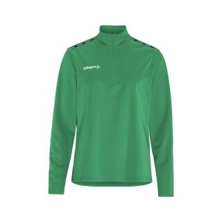 Craft Sport-Langarmshirt Squad Go Halfzip (Stehkragen, 100% rec. Polyester) grün Damen