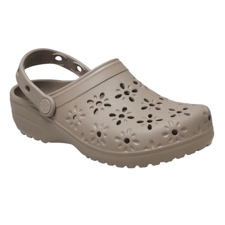 Crocs Sandale Classic Floral Cut Out Clog taupebraun Damen