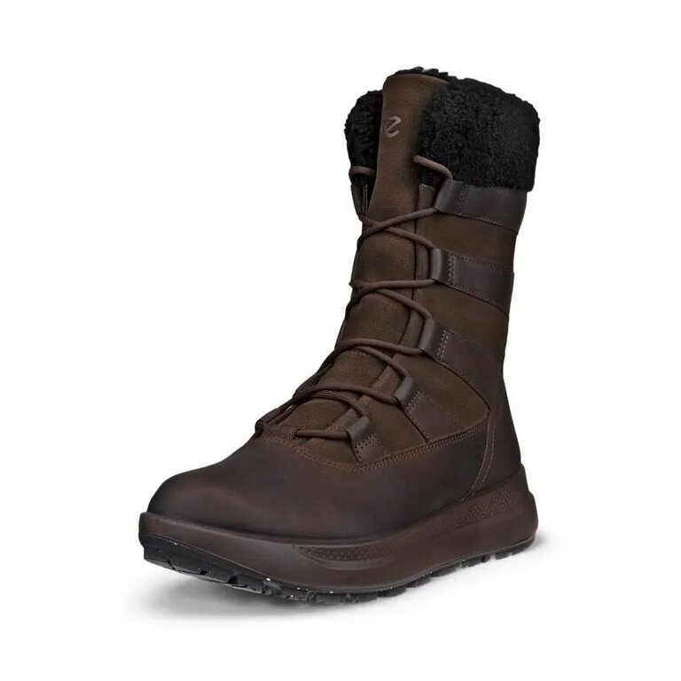 ECCO Winterstiefel Solice Boot High (Nubukleder, Primaloft®-Bio-Isolierung) mochabraun Damen