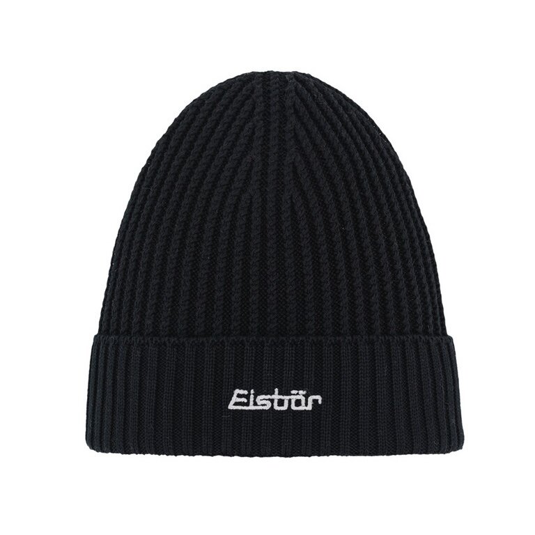 Eisbär Mütze (Beanie) Poca RL - Rippstruktur - schwarz - 1 Stück