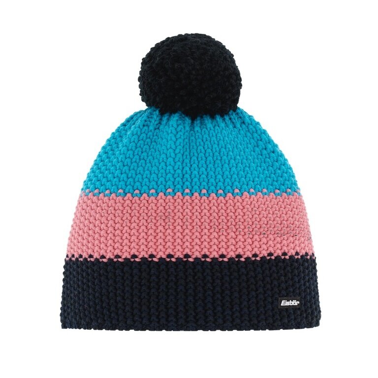 Eisbär Wintermütze Star mit Bommel (Pompon) pink/blau - 1 Stück