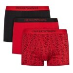 Emporio Armani Unterwäsche Boxershorts Trunk Cotton schwarz/rot gemustert Herren - 3 Stück