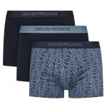 Emporio Armani Unterwäsche Boxershorts Trunk Cotton dunkelblau gemustert Herren - 3 Stück