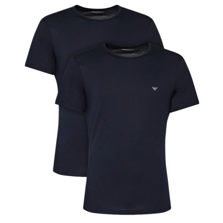 Emporio Armani Shirt Crew Neck (Baumwolle) Unterwäsche navyblau Herren - 2er Pack