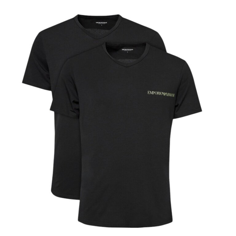 Emporio Armani Shirt V-Ausschnitt Stretch (95% Baumwolle) Unterwäsche schwarz Herren - 2er Pack