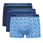 Emporio Armani Unterwäsche Boxershorts Trunk Cotton blau/dunkelblau gemustert Herren - 3 Stück